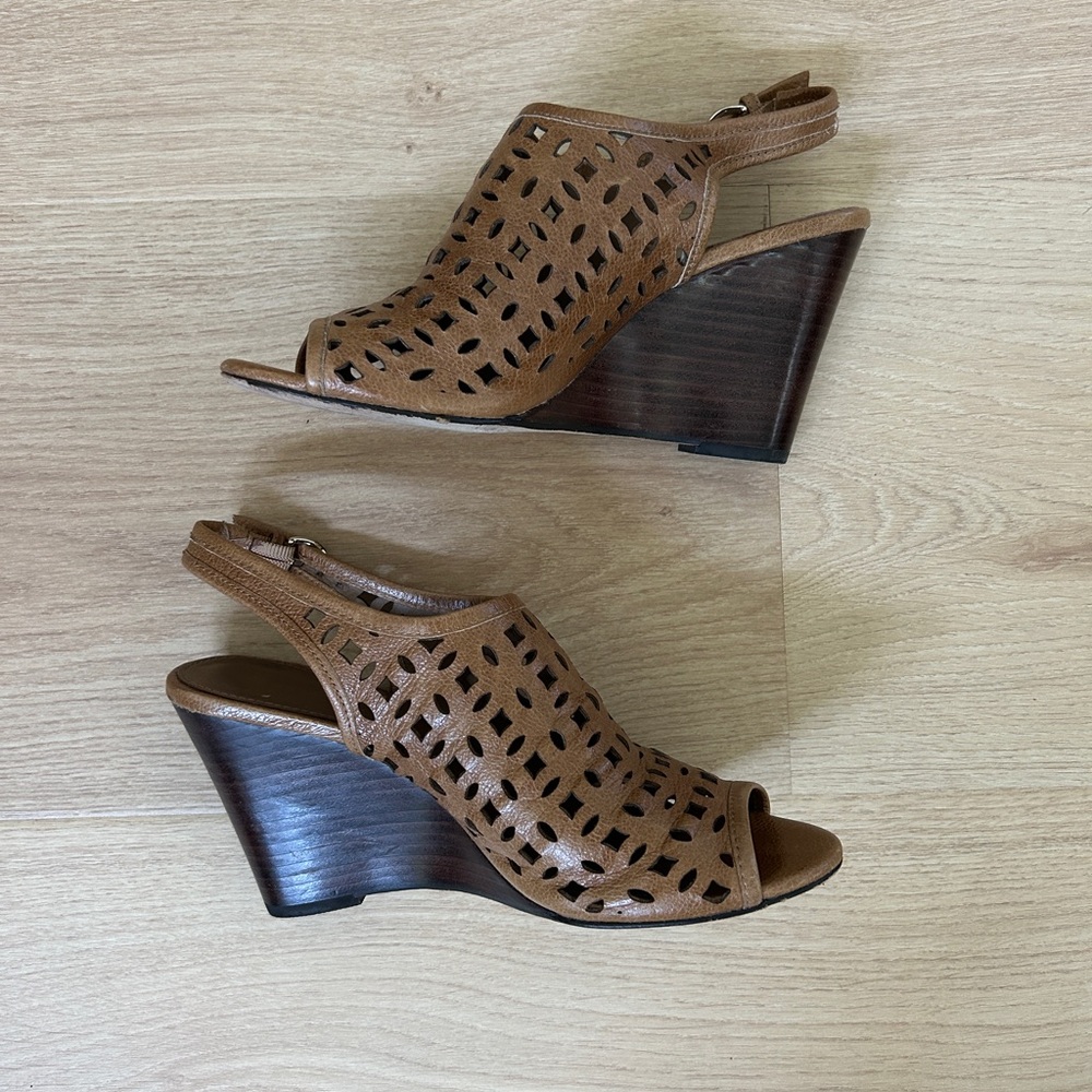 Tommy Bahama Tan Cutout Wedge Sandals